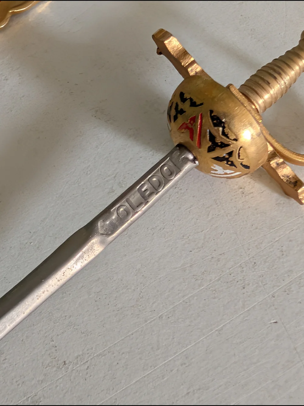 Vintage Toledo Miniature Sword Cocktail Picks Set(6) Brass Mid Century BarWare